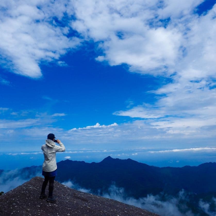 山頂から屋久島を眺める